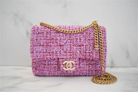 chanel pink tweed flap bag|chanel tweed bag price.